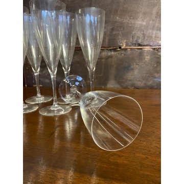 SET 6 BICCHIERI FLUTE A CHAMPAGNE Dom Perignon CRISTALLO Baccarat 22,8 cm/h '60s