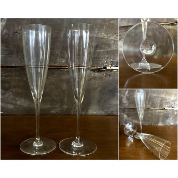 SET 2 FLUTE CHAMPAGNE Dom Perignon CRISTALLO Baccarat 23,3cm VINTAGE '60s LUXURY