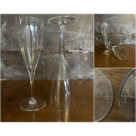 SET 2 FLUTE CHAMPAGNE Dom Perignon CRISTALLO Baccarat 22,8cm VINTAGE '60s LUXURY