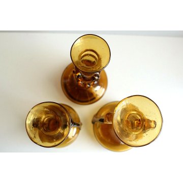 TRIS ANTICO VASO MURANO BIANSATO VETRO SOFFIATO AMBER GLASS ZECCHIN ART DECO' 
