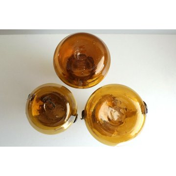 TRIS ANTICO VASO MURANO BIANSATO VETRO SOFFIATO AMBER GLASS ZECCHIN ART DECO' 