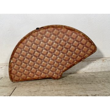 ANTICO VENTAGLIO DIPINTO F. Gomez RITRATTO FEMMINILE TECA VENTAGLIERA LEGNO '900