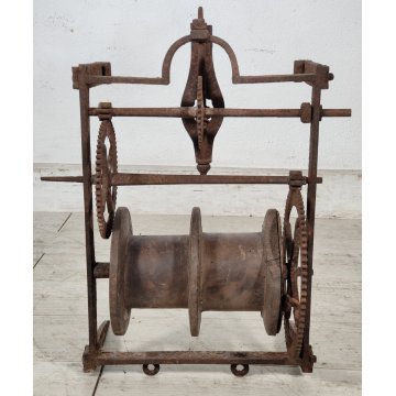 ANTICO Girarrosto MECCANICO da CAMINO Strumento a Peso FERRO BATTUTO epoca 1700 ANTICO Girarrosto MECCANICO da CAMINO Strumento a Peso FERRO BATTUTO epoca 1700