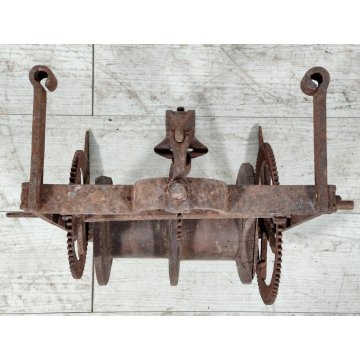 ANTICO Girarrosto MECCANICO da CAMINO Strumento a Peso FERRO BATTUTO epoca 1700 ANTICO Girarrosto MECCANICO da CAMINO Strumento a Peso FERRO BATTUTO epoca 1700