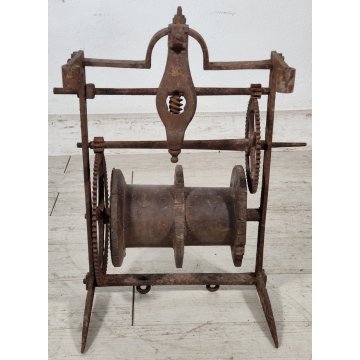 ANTICO Girarrosto MECCANICO da CAMINO Strumento a Peso FERRO BATTUTO epoca 1700 ANTICO Girarrosto MECCANICO da CAMINO Strumento a Peso FERRO BATTUTO epoca 1700