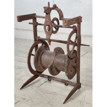 ANTICO Girarrosto MECCANICO da CAMINO Strumento a Peso FERRO BATTUTO epoca 1700 ANTICO Girarrosto MECCANICO da CAMINO Strumento a Peso FERRO BATTUTO epoca 1700