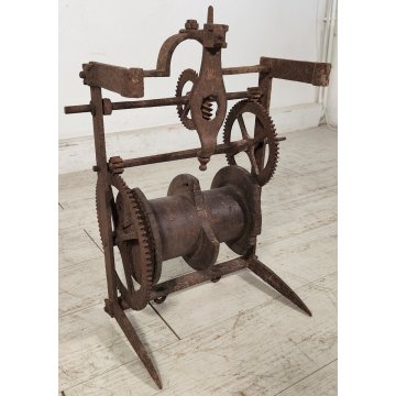 ANTICO Girarrosto MECCANICO da CAMINO Strumento a Peso FERRO BATTUTO epoca 1700 ANTICO Girarrosto MECCANICO da CAMINO Strumento a Peso FERRO BATTUTO epoca 1700