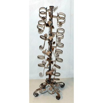 ANTICO GRANDE PORTA BOTTIGLIE FERRO BATTURO CANTINA RISTORANTE EPOCA EDERA VINO