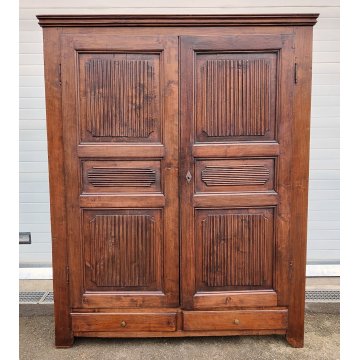 ANTICO ARMADIO PIEMONTESE legno pioppo FORMELLE epoca 1800 GUARDAROBA DISPENSA