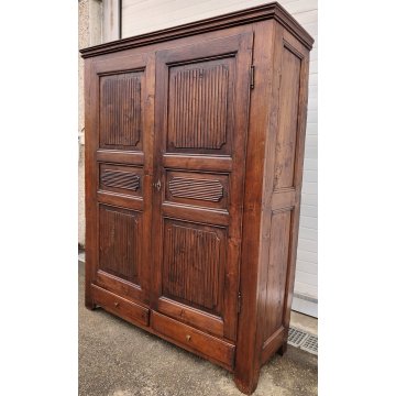 ANTICO ARMADIO PIEMONTESE legno pioppo FORMELLE epoca 1800 GUARDAROBA DISPENSA