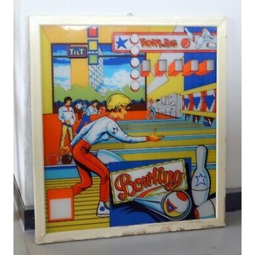 SCHERMO GIOCO FLIPPER PLEXIGLAS EPOCA 1970 BOWLING TILT VINTAGE QUADRO CORNICE 