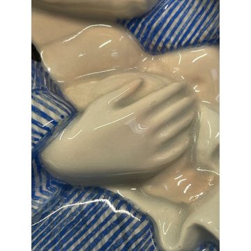 ANTICA FIGURA CERAMICA LENCI MADONNA maternità  policroma SANDRO VACCHETTI 1930