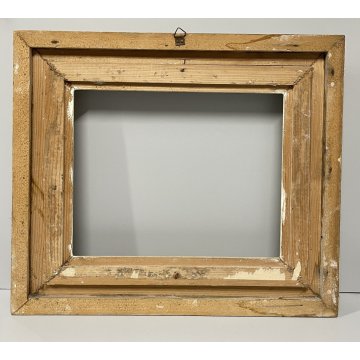 ANTICA PICCOLA CORNICE DORATA BIANCA LEGNO SCOLPITO 44 cm x 38 cm EPOCA '900