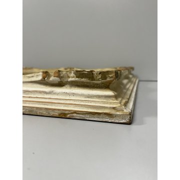 ANTICA PICCOLA CORNICE DORATA BIANCA LEGNO SCOLPITO 44 cm x 38 cm EPOCA '900