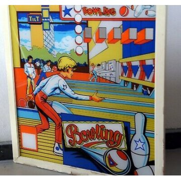 SCHERMO GIOCO FLIPPER PLEXIGLAS EPOCA 1970 BOWLING TILT VINTAGE QUADRO CORNICE 