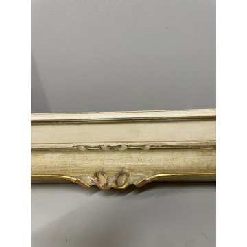 ANTICA PICCOLA CORNICE DORATA BIANCA LEGNO SCOLPITO 38 cm x 44 cm EPOCA '900