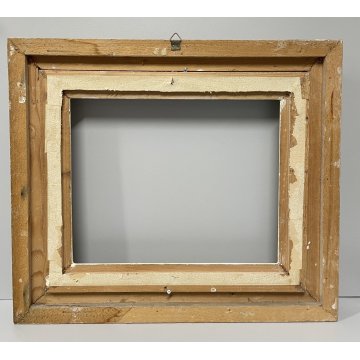 ANTICA PICCOLA CORNICE DORATA BIANCA LEGNO SCOLPITO 38 cm x 44 cm EPOCA '900