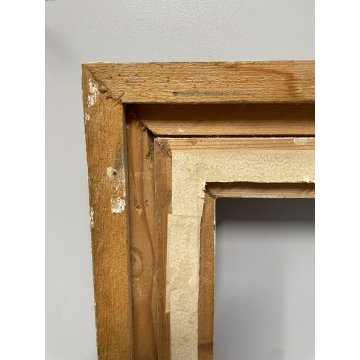 ANTICA PICCOLA CORNICE DORATA BIANCA LEGNO SCOLPITO 38 cm x 44 cm EPOCA '900