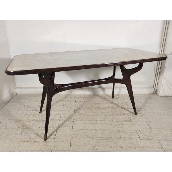 TAVOLO PRANZO DESIGN anni 50 LEGNO VETRO MARMO VINTAGE TABLE STILE ICO PARISI