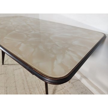 TAVOLO PRANZO DESIGN anni 50 LEGNO VETRO MARMO VINTAGE TABLE STILE ICO PARISI