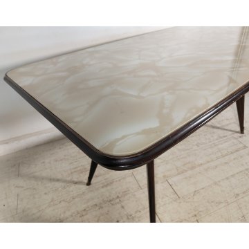 TAVOLO PRANZO DESIGN anni 50 LEGNO VETRO MARMO VINTAGE TABLE STILE ICO PARISI