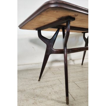 TAVOLO PRANZO DESIGN anni 50 LEGNO VETRO MARMO VINTAGE TABLE STILE ICO PARISI