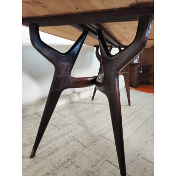 TAVOLO PRANZO DESIGN anni 50 LEGNO VETRO MARMO VINTAGE TABLE STILE ICO PARISI