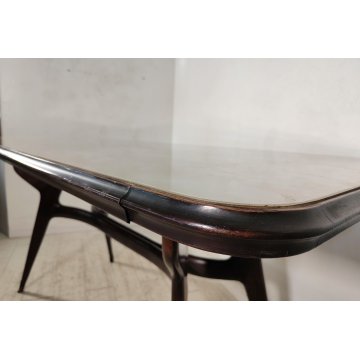 TAVOLO PRANZO DESIGN anni 50 LEGNO VETRO MARMO VINTAGE TABLE STILE ICO PARISI