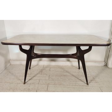 TAVOLO PRANZO DESIGN anni 50 LEGNO VETRO MARMO VINTAGE TABLE STILE ICO PARISI