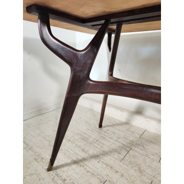 TAVOLO PRANZO DESIGN anni 50 LEGNO VETRO MARMO VINTAGE TABLE STILE ICO PARISI