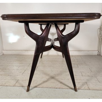 TAVOLO PRANZO DESIGN anni 50 LEGNO VETRO MARMO VINTAGE TABLE STILE ICO PARISI
