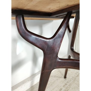 TAVOLO PRANZO DESIGN anni 50 LEGNO VETRO MARMO VINTAGE TABLE STILE ICO PARISI