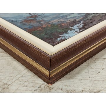 QUADRO DIPINTO OLIO Artino Giroldi PAESAGGIO INVERNALE NEVE Val Ossola Verampio