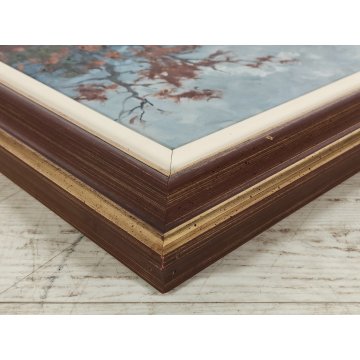 QUADRO DIPINTO OLIO Artino Giroldi PAESAGGIO INVERNALE NEVE Val Ossola Verampio