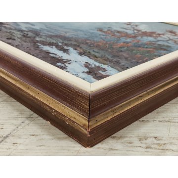 QUADRO DIPINTO OLIO Artino Giroldi PAESAGGIO INVERNALE NEVE Val Ossola Verampio