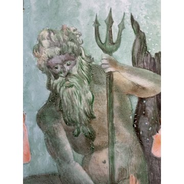 PIATTO DECORATIVO da PARETE CERAMICA SCENA MITOLOGICA Il mito di Nettuno ø 41 cm