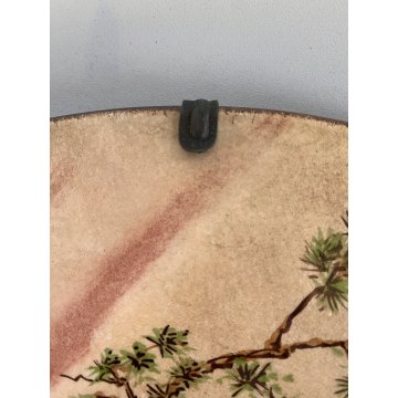 PIATTO DECORATIVO PARATA CERAMICA SCENA NATURALISTICA CERVO CERBIATTI BOSCO ø 41