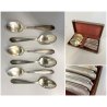 SET 6 CUCCHIAI DA PASTO METALLO ARGENTATO PUNZONE KH 90 VINTAGE SPOONS ART DECO'