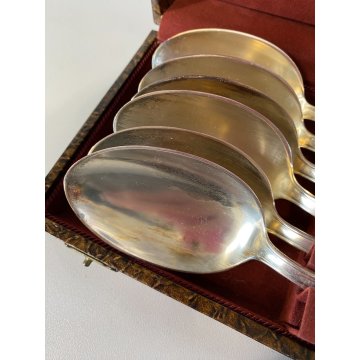 SET 6 CUCCHIAI DA PASTO METALLO ARGENTATO PUNZONE KH 90 VINTAGE SPOONS ART DECO'