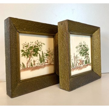 Guido Andlovitz FORMELLA CERAMICA SCI Laveno DECORO SCENA CACCIA 15x15cm '30