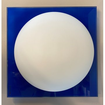 LAMPADA PLAFONIERA PARETE Leucos MURANO DUE Gio 30 P-PL BLUE BIANCO 30x30cm '90