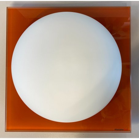 LAMPADA PLAFONIERA PARETE Leucos MURANO DUE Gio 30 P-PL ARANCIONE BIANCO 30x30cm