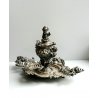 ANTICO CALAMIO METALLO ARGENTATO BAROCCO PUTTO GUFI MASCHERONI FINE '800