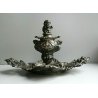 ANTICO CALAMIO METALLO ARGENTATO BAROCCO PUTTO GUFI MASCHERONI FINE '800