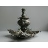 ANTICO CALAMIO METALLO ARGENTATO BAROCCO PUTTO GUFI MASCHERONI FINE '800