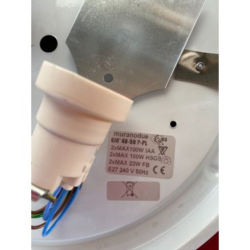 LAMPADA PLAFONIERA PARETE Leucos MURANO DUE Gio 40-50 P-PL ROSSO BIANCO 40x40cm