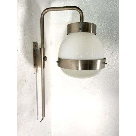 APPLIQUE "Delta" DESIGN SERGIO MAZZA Artemide ACCIAIO SATINATO VETRO OPALINO '60