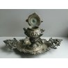 ANTICO CALAMIO METALLO ARGENTATO BAROCCO PUTTO GUFI MASCHERONI FINE '800