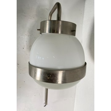 APPLIQUE "Delta" DESIGN SERGIO MAZZA Artemide ACCIAIO SATINATO VETRO OPALINO '60