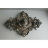 ANTICO CALAMIO METALLO ARGENTATO BAROCCO PUTTO GUFI MASCHERONI FINE '800